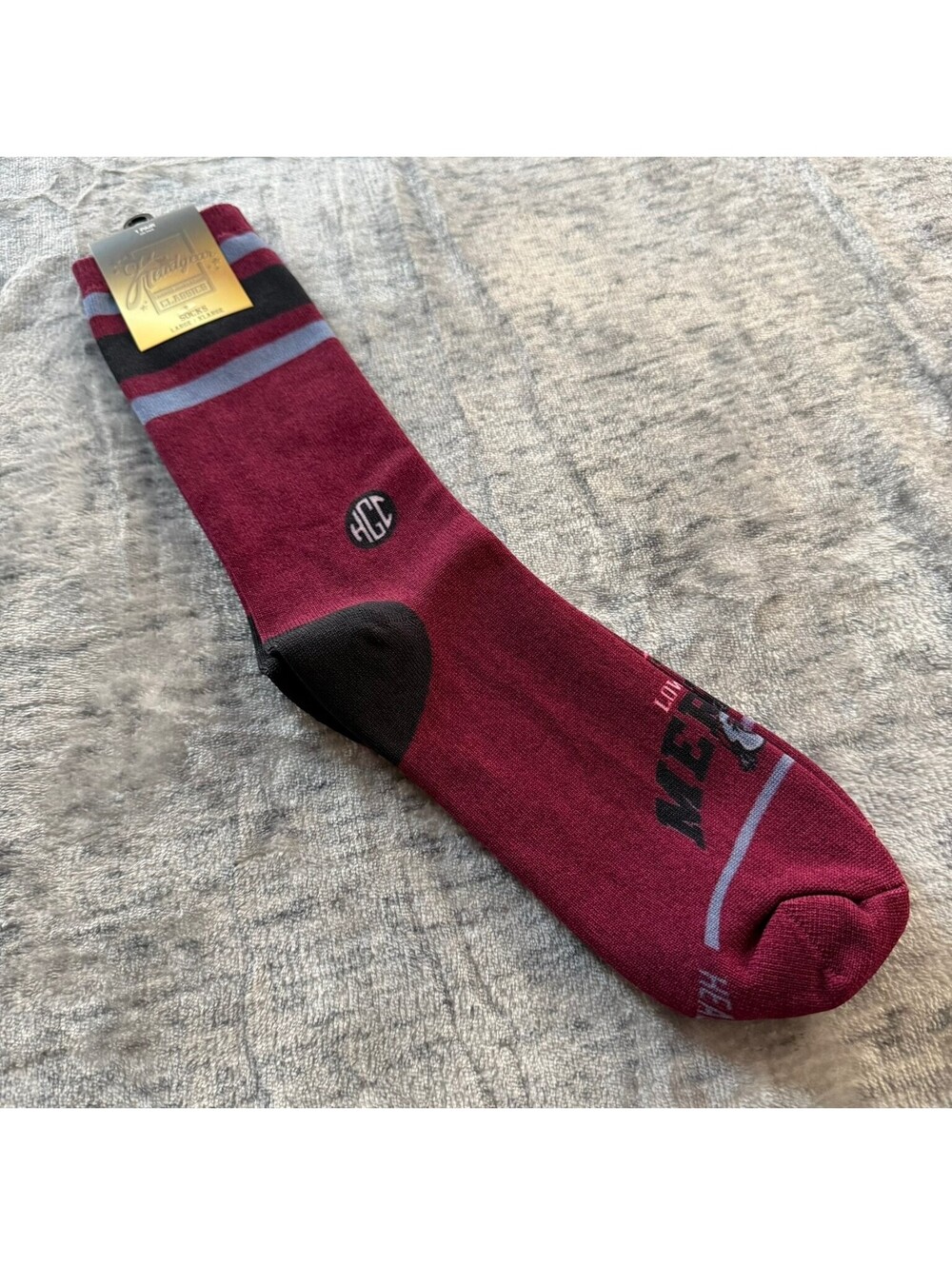 Headgear Classics Men's Socks Maroon Black Grey LOWER MERION Size 9-13 Cotton